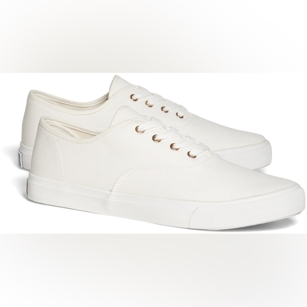Brooks Brothers Women’s White Canvas Casual Sneakers Hamptons Coastal Sz 10.5